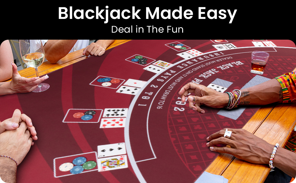 Friends playing on the GAMBLUXE blackjack mat