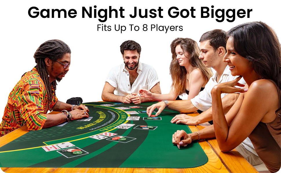 GAMBLUXE blackjack mat fits up to 8 players